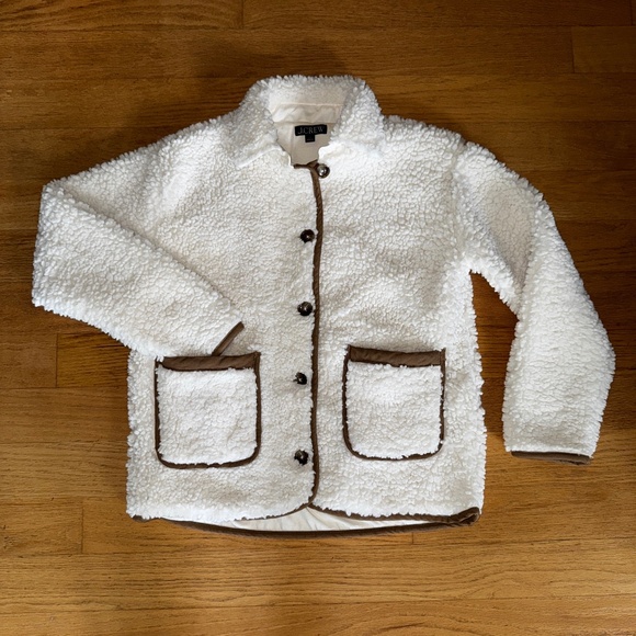 J.Crew Faux Sherpa Barn 100% Polyester Plush Jacket - Picture 1 of 9